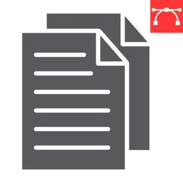 Document glyph icon, ui and button, file sign vector graphics, editable stroke Stock Illustration