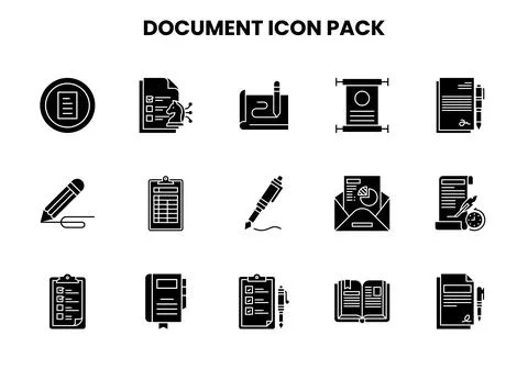 Document Glyph Icons Pack Ilustração Stock