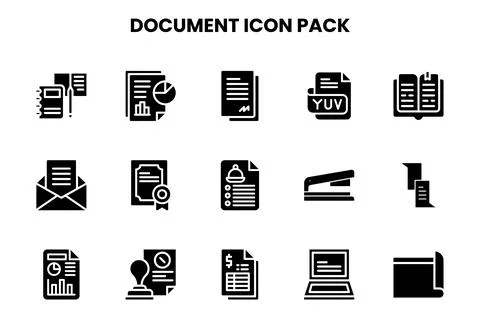 Document Glyph Scalable Icons Pack Ilustração Stock