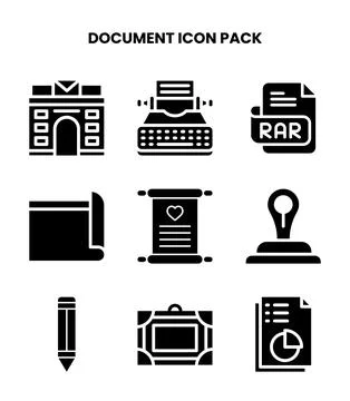 Document Glyph Set Icons Pack イラスト素材