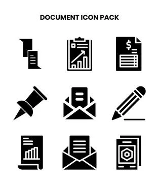 Document Glyph UI Icons Pack 스톡 일러스트
