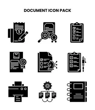 Document Glyph UI Icons Pack Stock Illustration