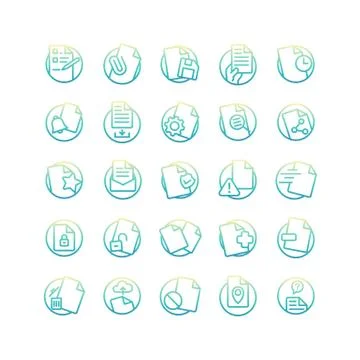 Document gradient icon set. Vector and Illustration. Stock Illustration