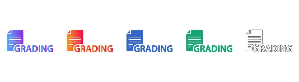 Document Grading and Evaluation Icons Stock Illustration