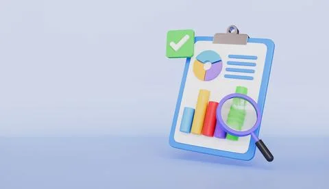 Document with graph search notice finance, Finance and business concept Stock Illustration