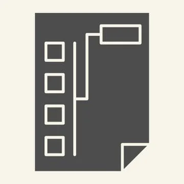 Document with graph solid icon. Paper with chart vector illustration isolated on Illustrazione stock