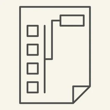 Document with graph thin line icon. Paper with chart vector illustration Illustrazione stock