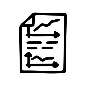 Document with graphs line vector doodle simple icon 库存插图