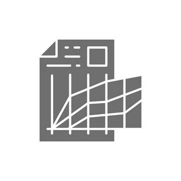 Document with graphs, progress, comparisons grey icon. 스톡 일러스트