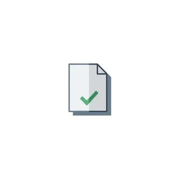 Document with green check mark icon vector art with flat design Illustrazione stock