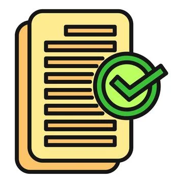 Document with green checkmark for approval success Stockillustratie