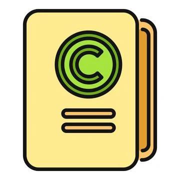 Document with a green copyright symbol and file tabs for legal protection Stock Illustration
