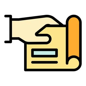 Document in hand icon color outline vector イラスト素材