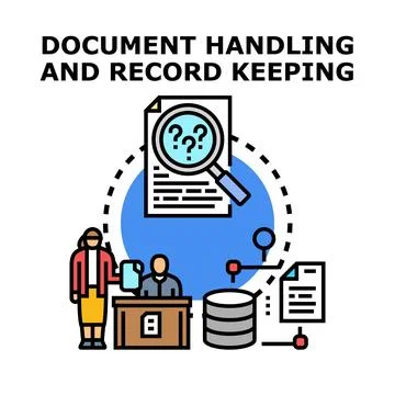 Document handling and record keeping process illustration イラスト素材