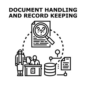 Document handling and record keeping process illustration イラスト素材