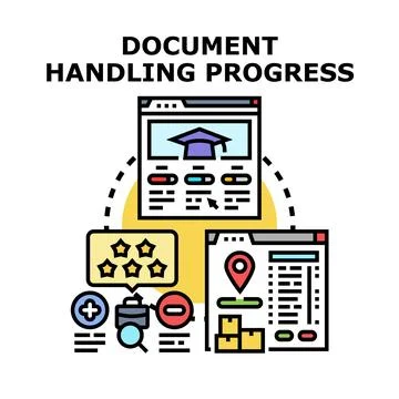 Document handling progress in online management system Stock Illustration