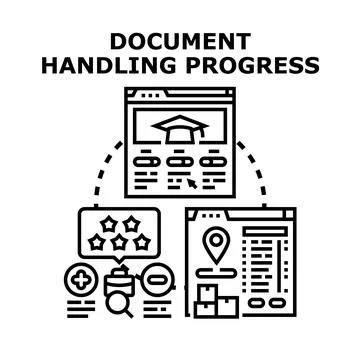 Document handling progress in online management system Stock Illustration