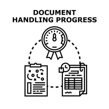 Document handling progress with task management strategy Stock Illustration