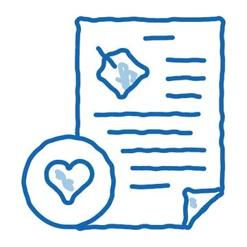 Document Heart doodle icon hand drawn illustration イラスト素材