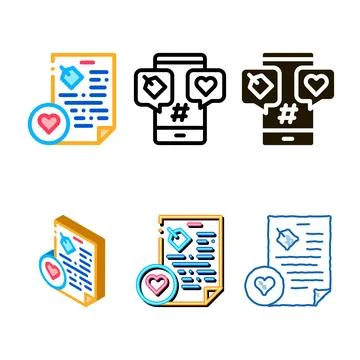 Document heart icon stylized vector outline イラスト素材
