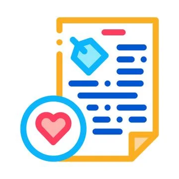 Document Heart Icon Vector Outline Illustration 库存插图