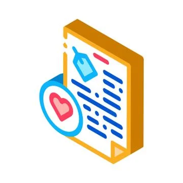 Document Heart isometric icon vector illustration Stock Illustration