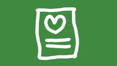 Document heart love letter paper sheet hand-drawn cartoon graphic Stock Footage 340631592
