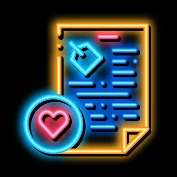 Document Heart neon glow icon illustration イラスト素材