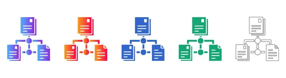 Document Hierarchy and File Structure Icons Illustrazione stock