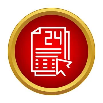 Document icon with 24 and cursor, fast delivery concept Stock Illustration
