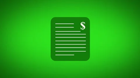 Document icon animation with green color. Document icon digital paper file .. Stock Footage 337617431