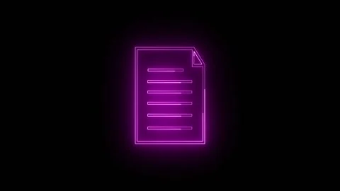 Document icon animation with purple neon. Document icon digital paper file... Stock Footage 337617645