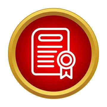 Document icon with award ribbon on red circle Stock Illustration