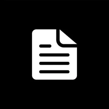 Document Icon On Black Background. Black Flat Style Vector Illustration. Stock Illustration