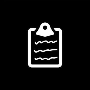 Document Icon On Black Background. Black Flat Style Vector Illustration. Stock Illustration