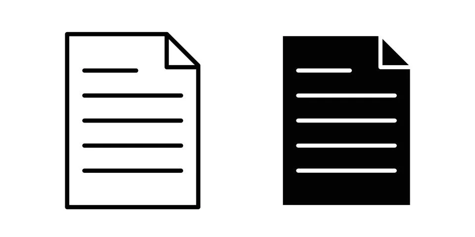 Document icon black vector isolated on white Stock Illustration