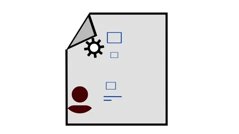 Document icon with check mark and profile symbol suggesting approval proces.. Stock Footage 313422909