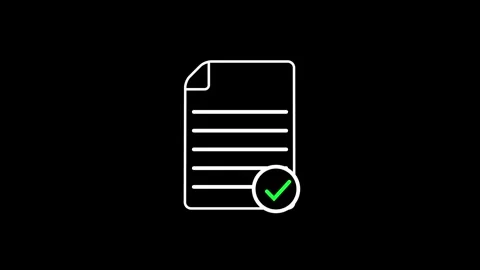 Document icon with checkmark motion graphic showing approval and completion 動画素材 331531090