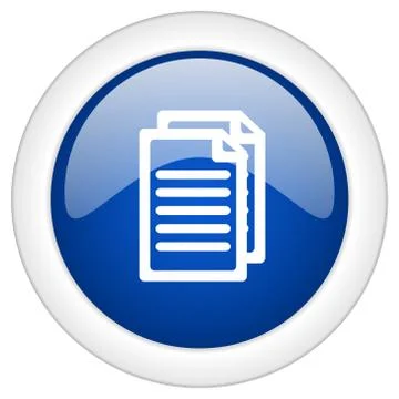 Document icon, circle blue glossy internet button, web and mobile app illustr Ilustración de archivo