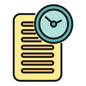 Document icon with clock representing schedule and deadline イラスト素材