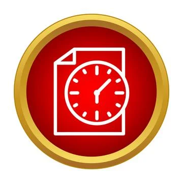 Document icon with clock showing time management deadline Illustrazione stock