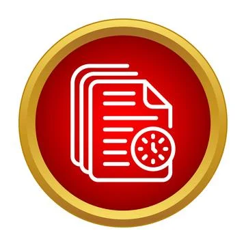 Document icon with clock symbolizing time management deadline Stock Illustration