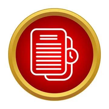 Document icon with clock for time management Illustrazione stock