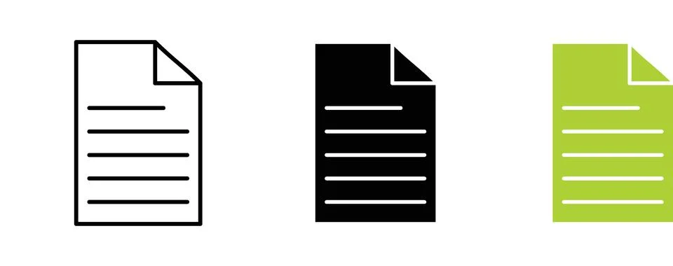 Document icon collection in black, Line icons, flat symbols 스톡 일러스트