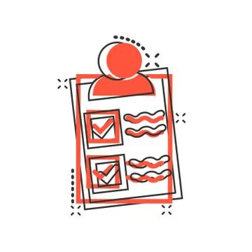 Document icon in comic style. Report cartoon vector illustration on white iso Illustrazione stock