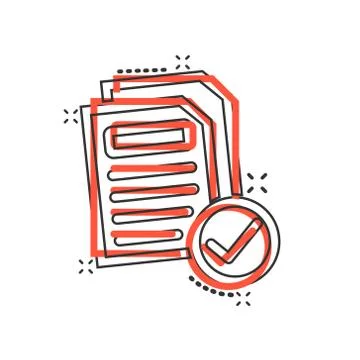 Document icon in comic style. Report cartoon vector illustration on white iso Illustrazione stock