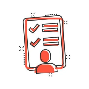 Document icon in comic style. Report cartoon vector illustration on white iso Illustrazione stock