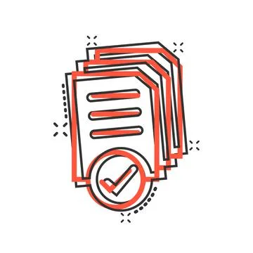 Document icon in comic style. Report cartoon vector illustration on white iso Illustrazione stock