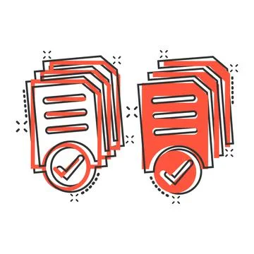 Document icon in comic style. Report cartoon vector illustration on white iso Stockillustratie