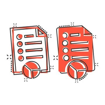 Document icon in comic style. Report cartoon vector illustration on white iso Stock Illustration